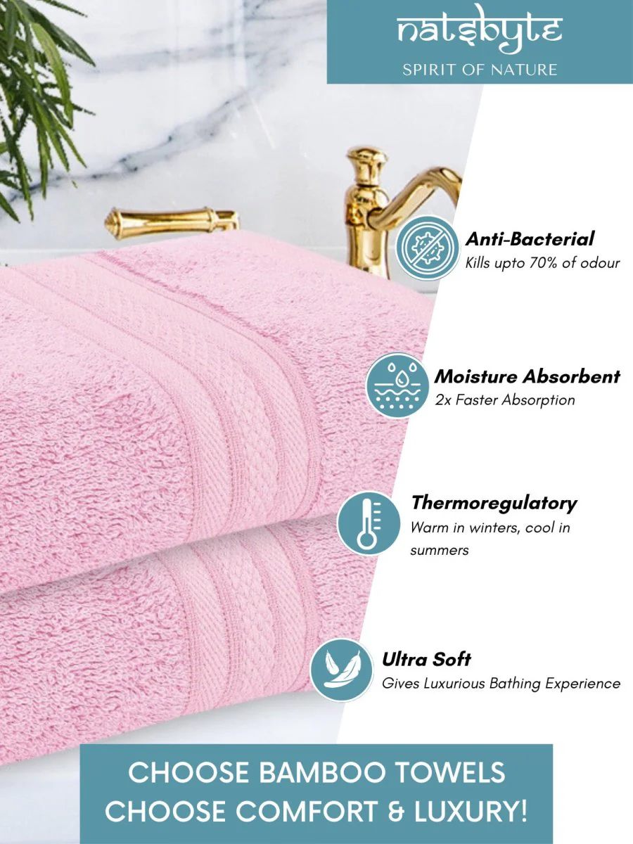 Bamboo Fiber Hand Towel  - Pink - Image 3