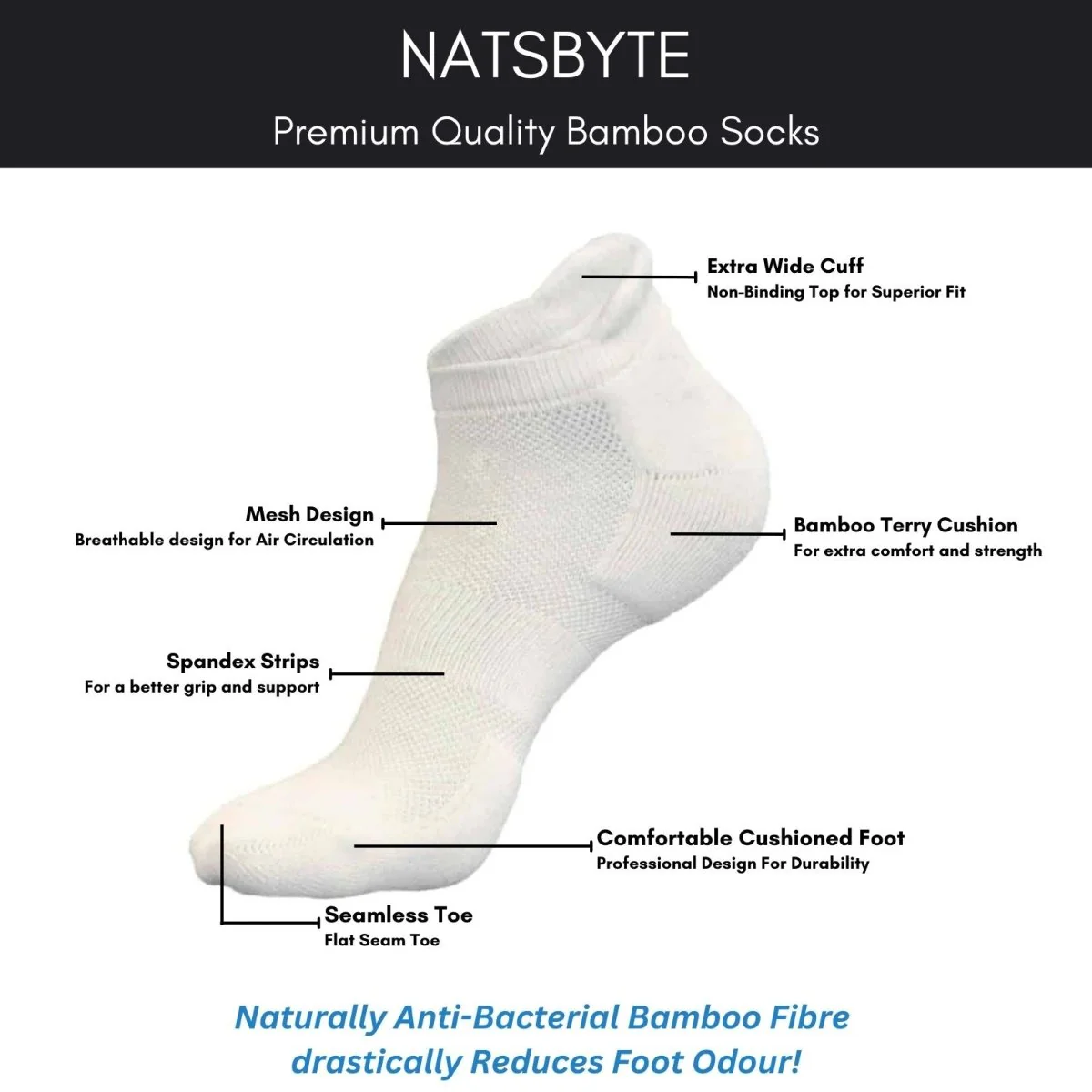 Pure Bamboo Socks | Ankle Length | Odor Free Socks - Image 11