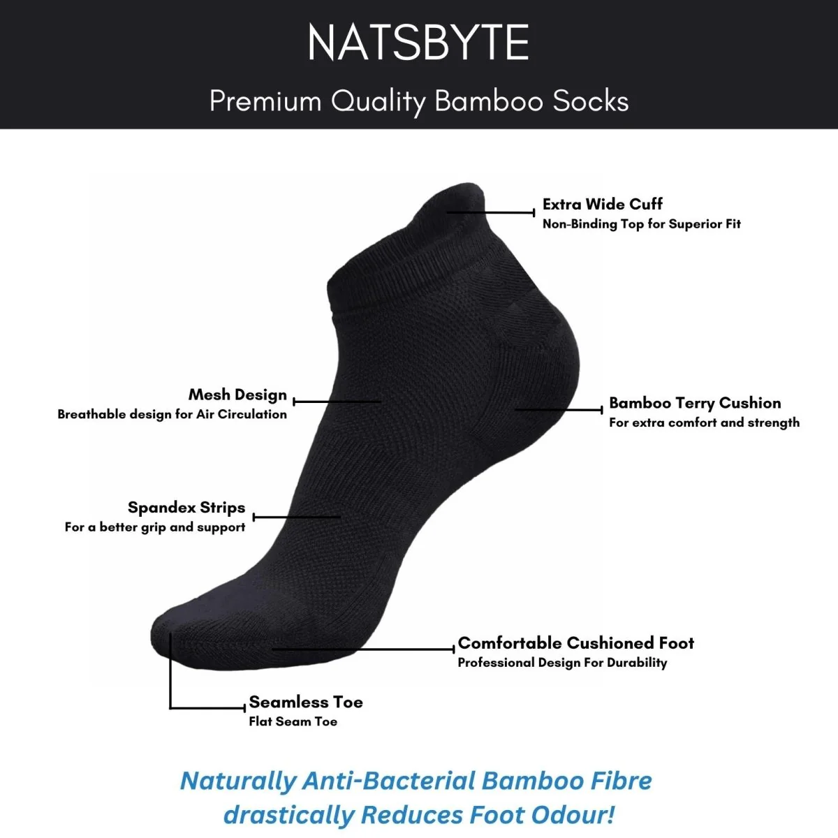 Pure Bamboo Socks | Ankle Length | Odor Free Socks - Image 12