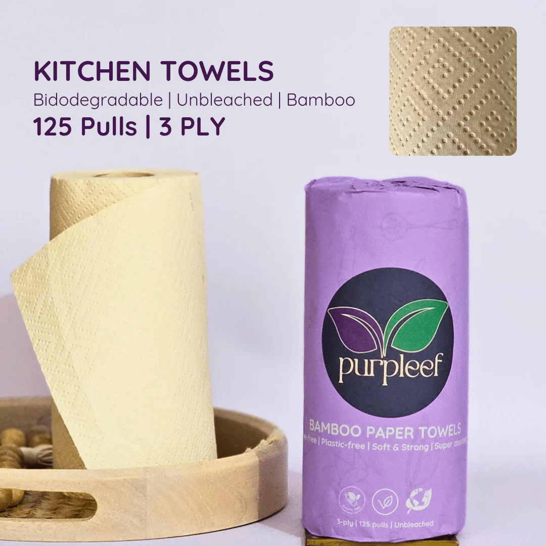 Bamboo Paper Towels – Pack of 4, 3 Ply, 125 Sheets - Image 2