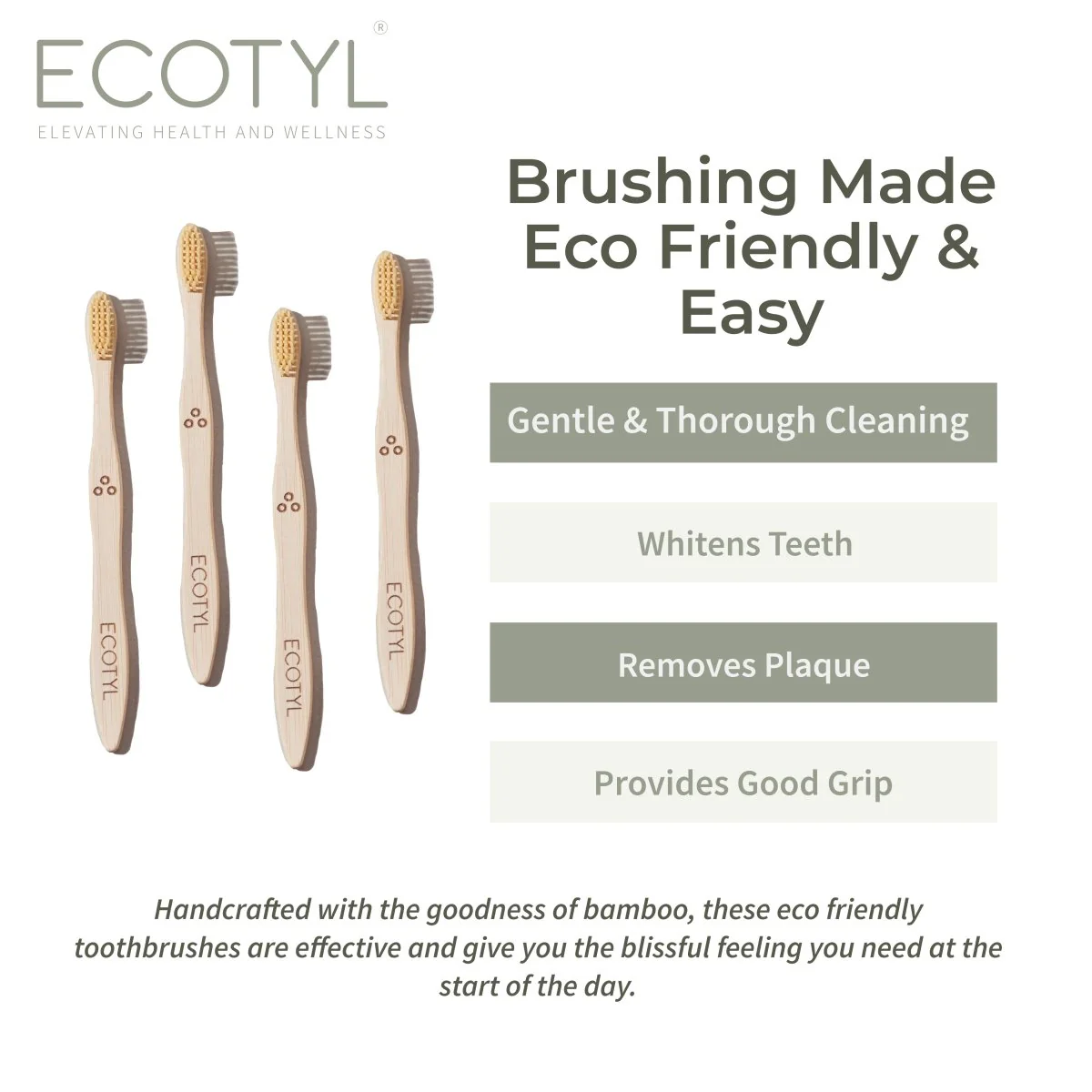 Bamboo Tooth Brush | Ultra Soft Bristles | Set of 4 - Image 2