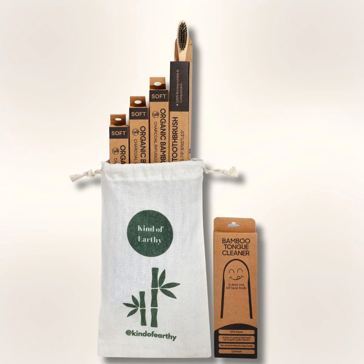 Bamboo Toothbrush Pack of 4 for Adults | With Bamboo Tongue Cleaner - Image 3