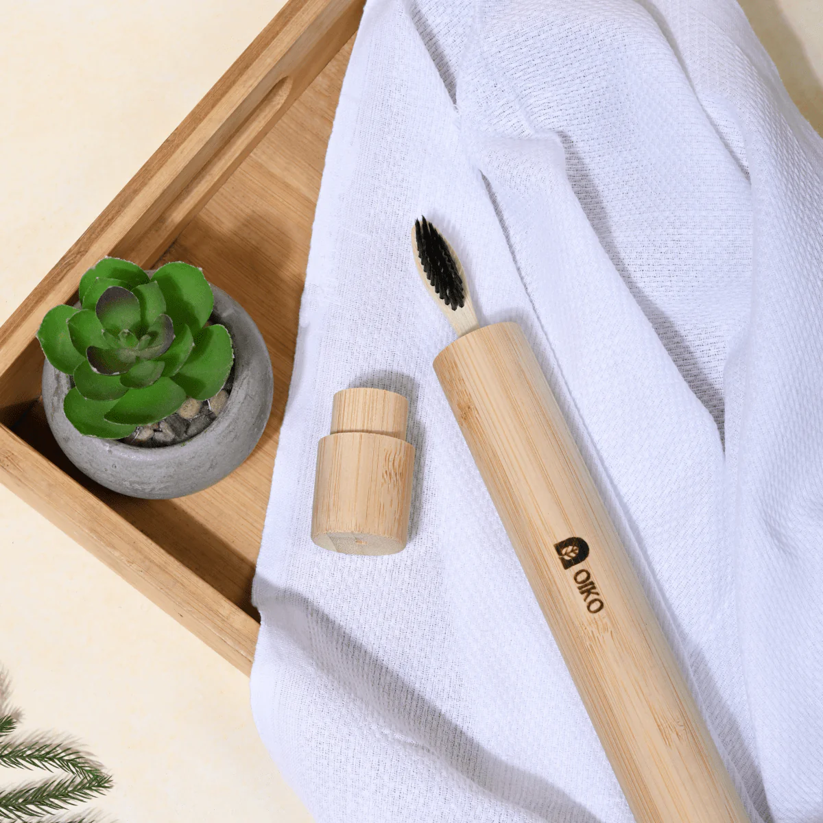 Bamboo Toothbrush Travel Tube| 1 Brush  |Stylish Protection On the Go
