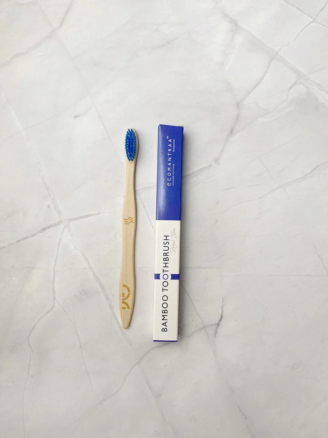 Bamboo Toothbrush with Blue Bristles – Eco-Friendly & Biodegradable
