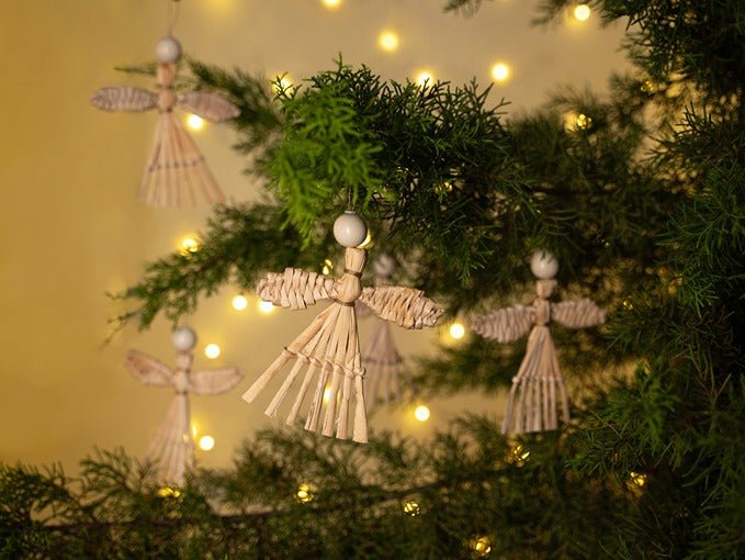 Banana Bark Angel Hanging (Set of 5) – Handcrafted Christmas Ornaments - Image 6