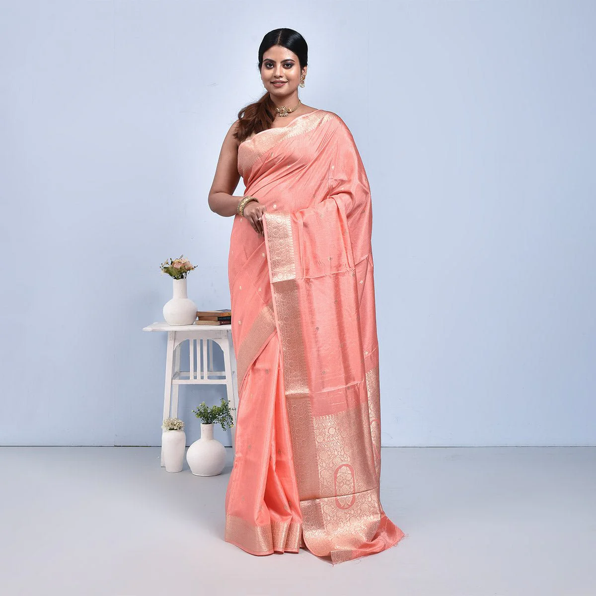 Banaras Katan Semi Silk Saree with Blouse Piece - Image 4