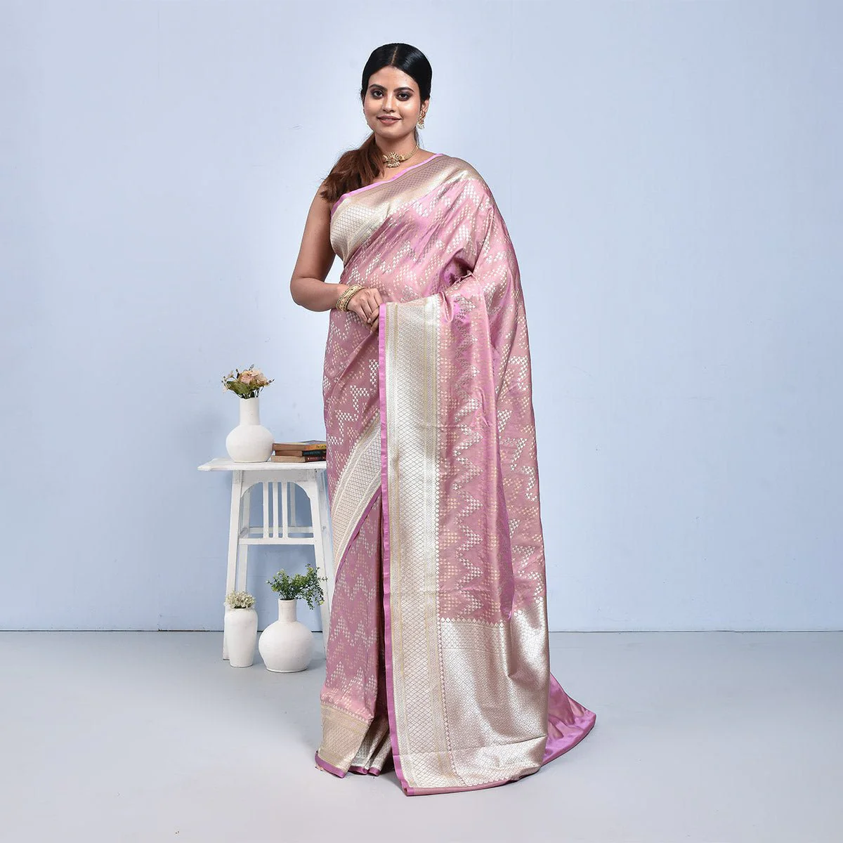 Banaras Katan Semi Silk Saree with Blouse Piece - Image 5