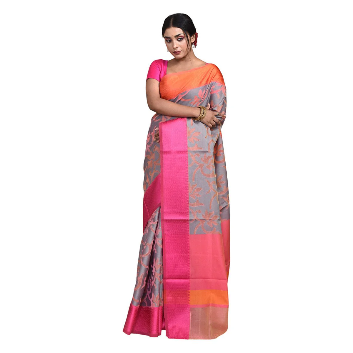 Banaras Kora Silk Saree with Blouse Piece - Image 6