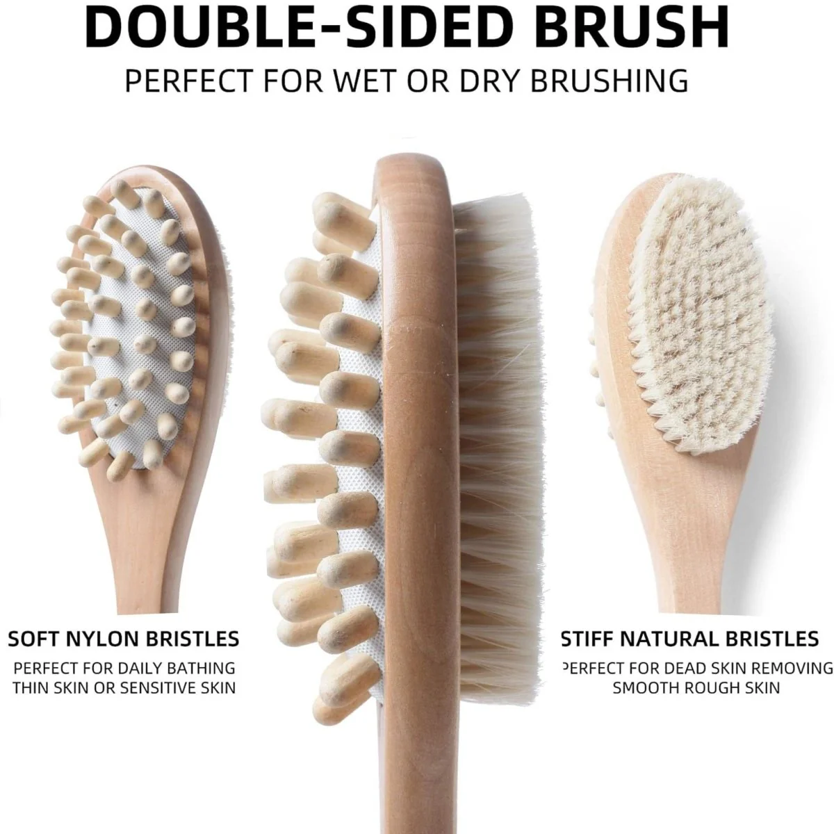 Bath Brush 2 In 1 with Free Loofah | Body Brush with Handle - Image 5
