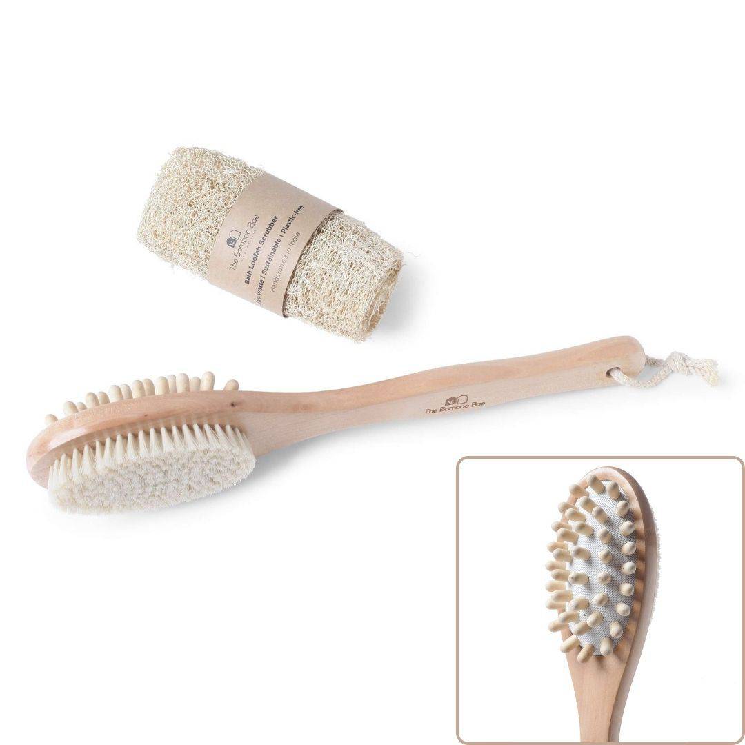 Bath Brush 2 In 1 with Free Loofah | Body Brush with Handle - Image 8