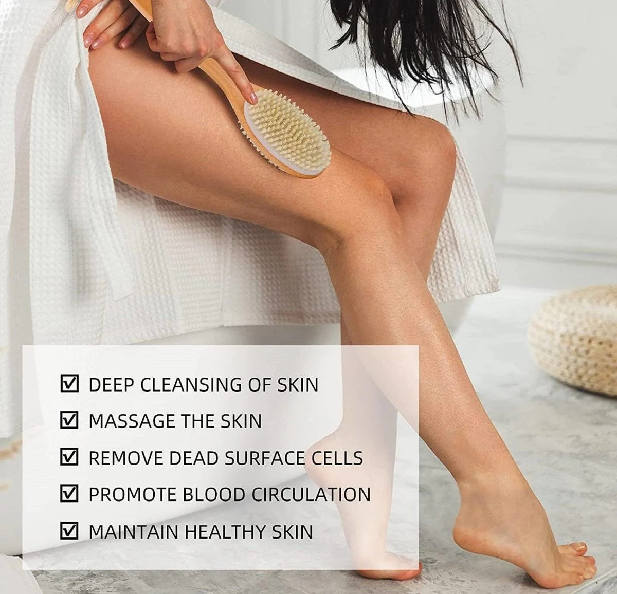 Bath Brush 2 In 1 with Free Loofah | Body Brush with Handle - Image 9