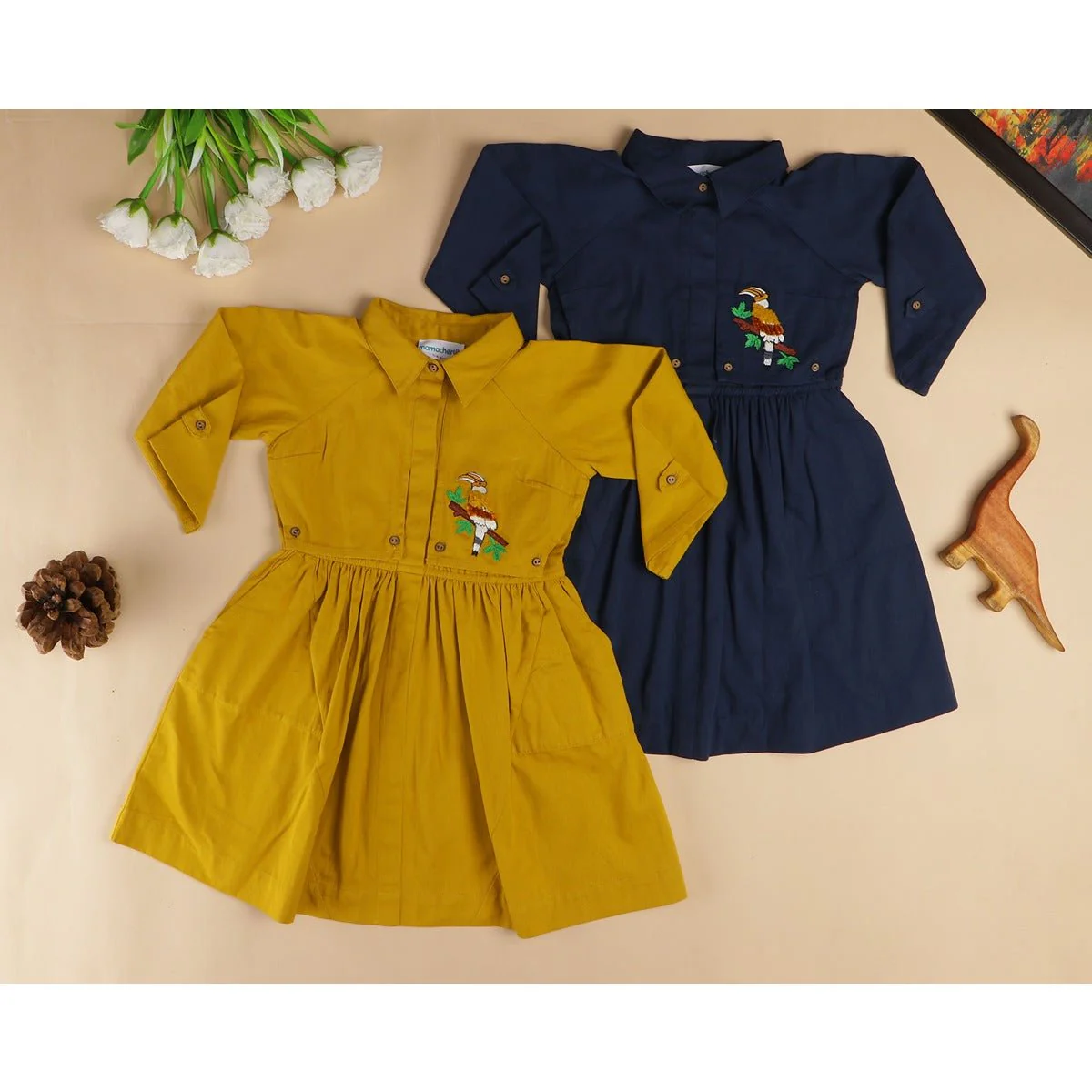 Beaky Hornbill Trench Style Dress | Cotton Dress for Girls - Image 6