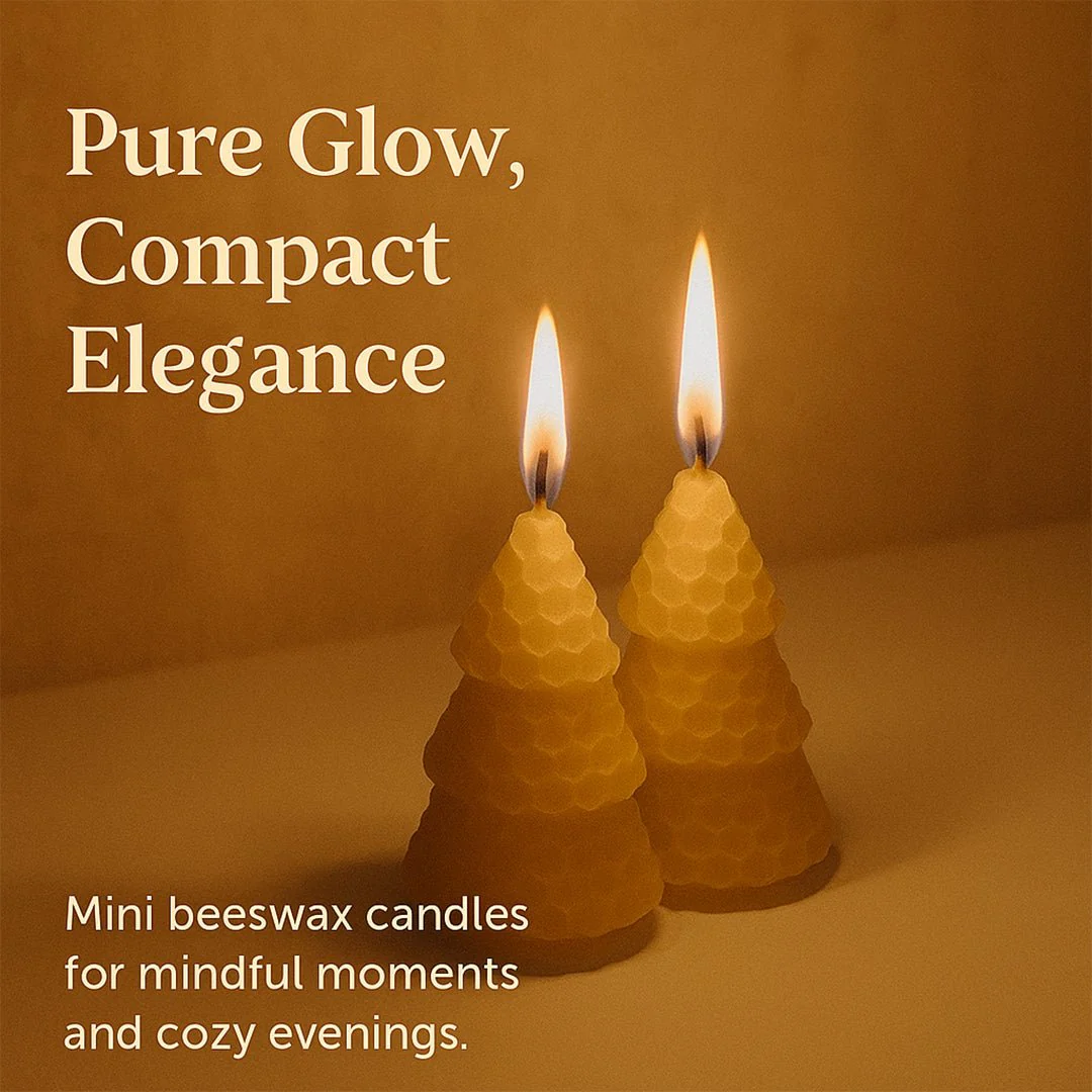 BEE Happy | Pure Beeswax Hand-Rolled – Tree Candle (pack of 3) - Image 2