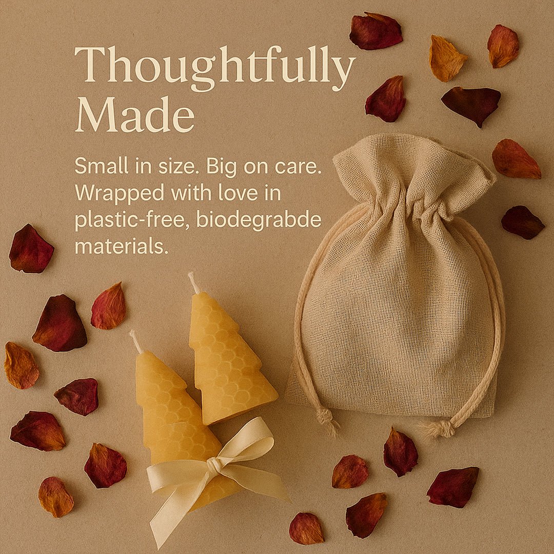 BEE Happy | Pure Beeswax Hand-Rolled – Tree Candle (pack of 3) - Image 4