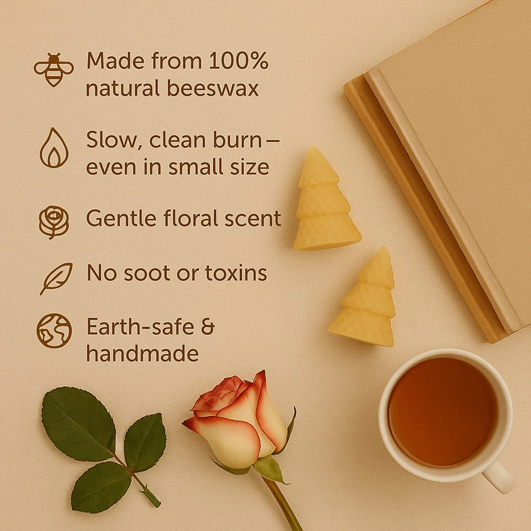 BEE Happy | Pure Beeswax Hand-Rolled – Tree Candle (pack of 3) - Image 5