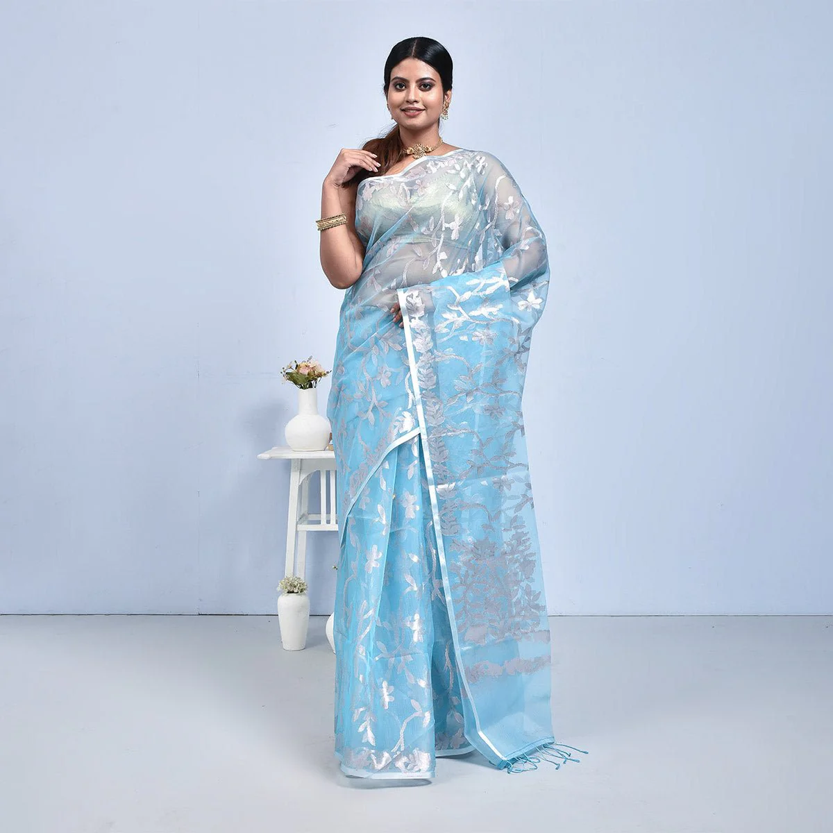 Elegant Bengal Muslin Silk Saree – Traditional Wear - Image 2