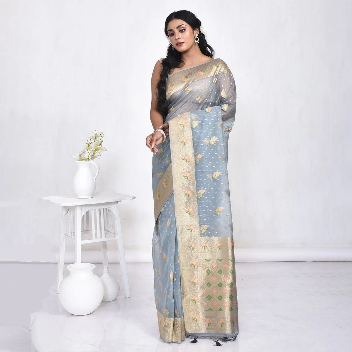 Elegant Bengal Muslin Silk Saree – Traditional Wear - Image 3