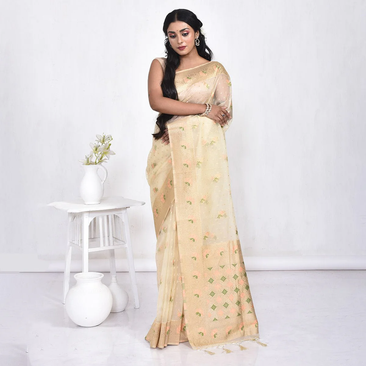 Elegant Bengal Muslin Silk Saree – Traditional Wear - Image 4