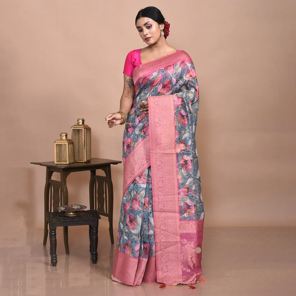 Elegant Bengal Muslin Silk Saree – Traditional Wear - Image 5