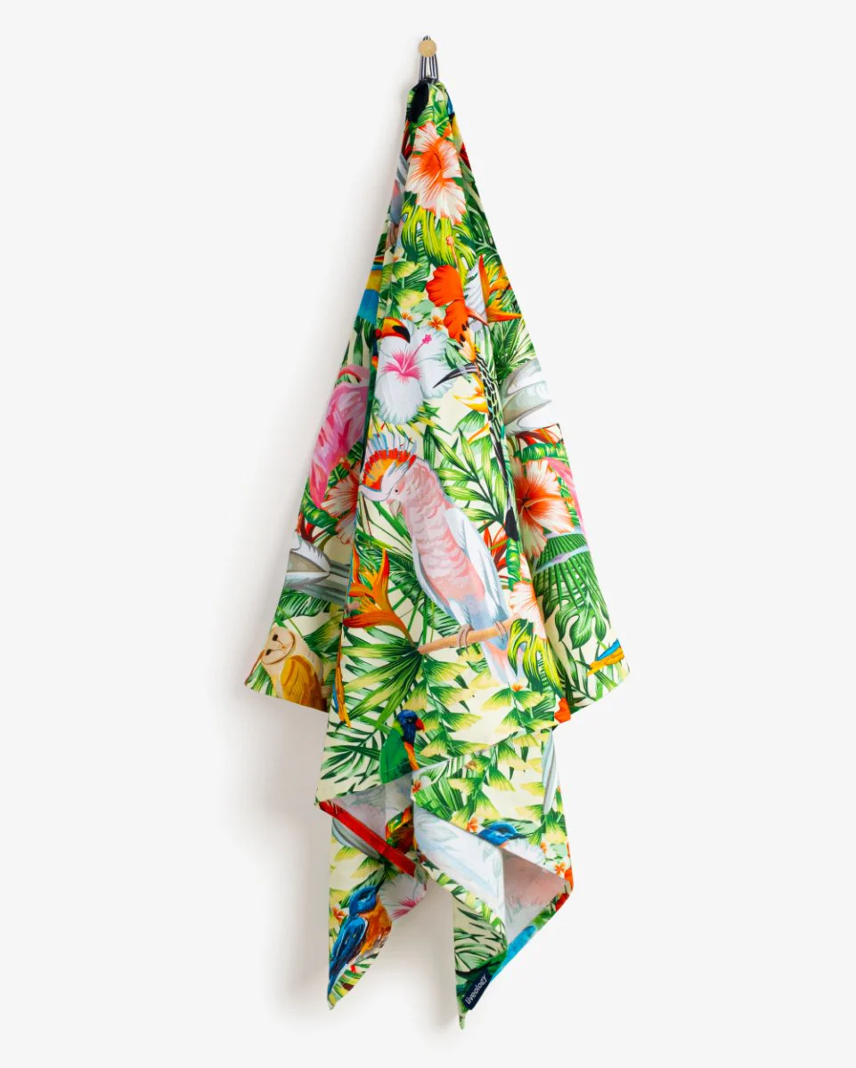 Bamboo & Cotton Blend Printed Beach Towel | Birds of Paradise - Image 4