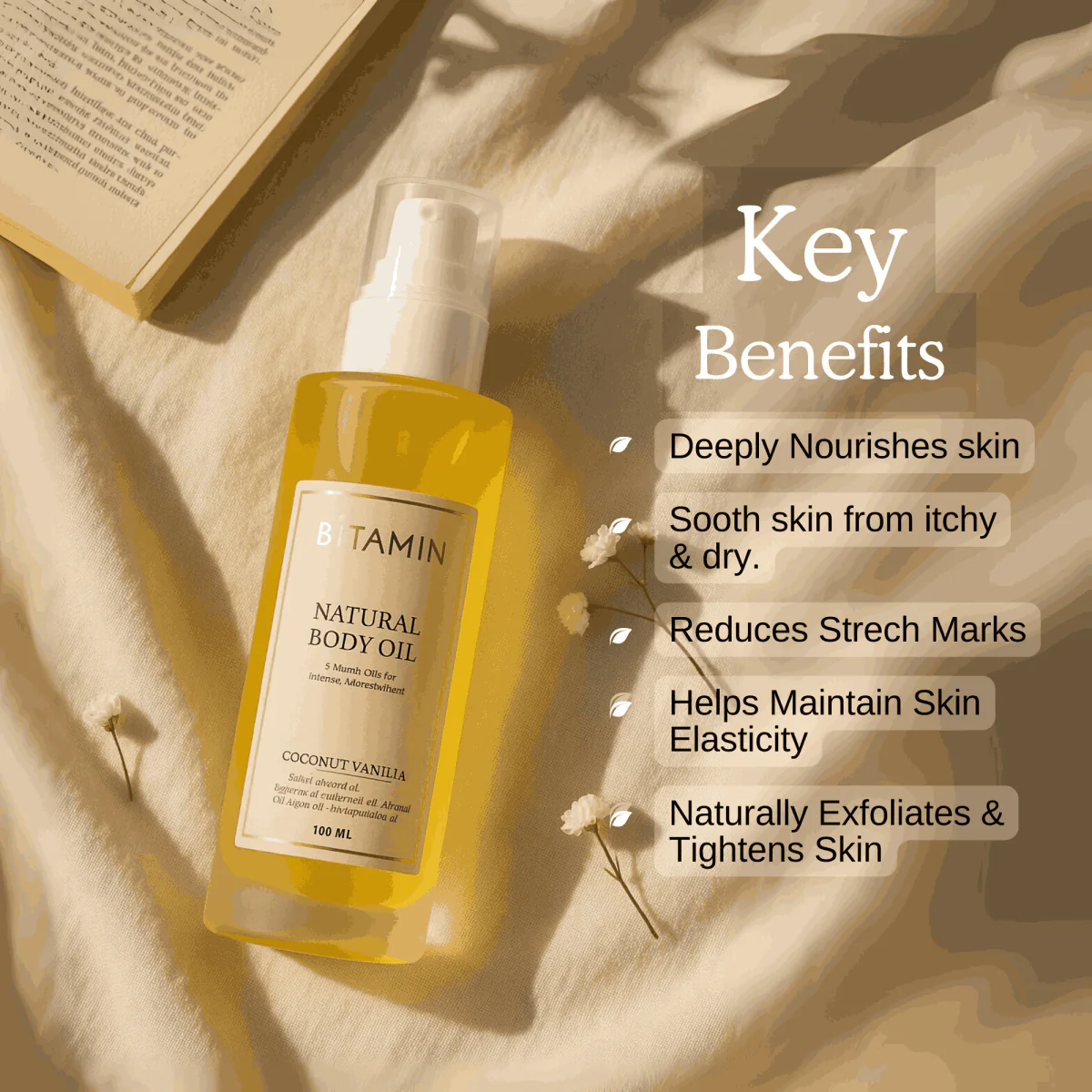 Natural Body Oil - Coconut Vanilla - 100 ML - Image 3