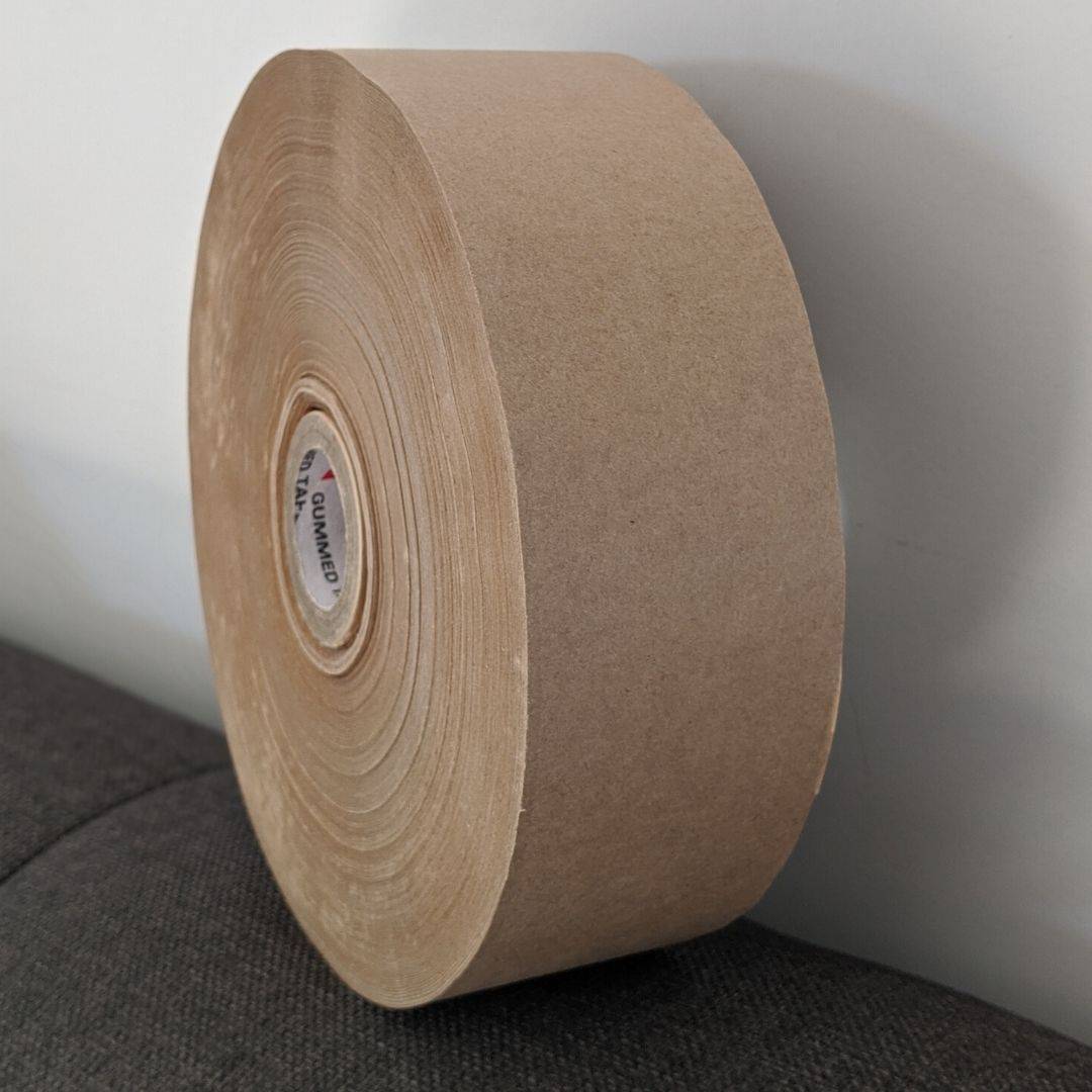 100% Recycled Water Activated Plain Paper Tape- 48mm x 183 metres - Made with Kraft Paper & Plant Based Adhesive - Image 2