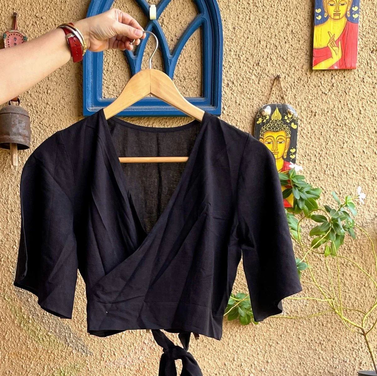 Black cotton readymade blouse - Image 3