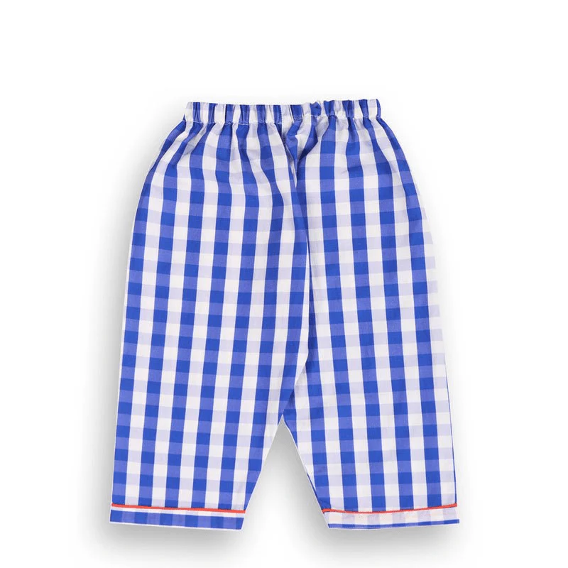 100% Cotton Blue Gingham Kids Kurta & Pants Set - Image 6