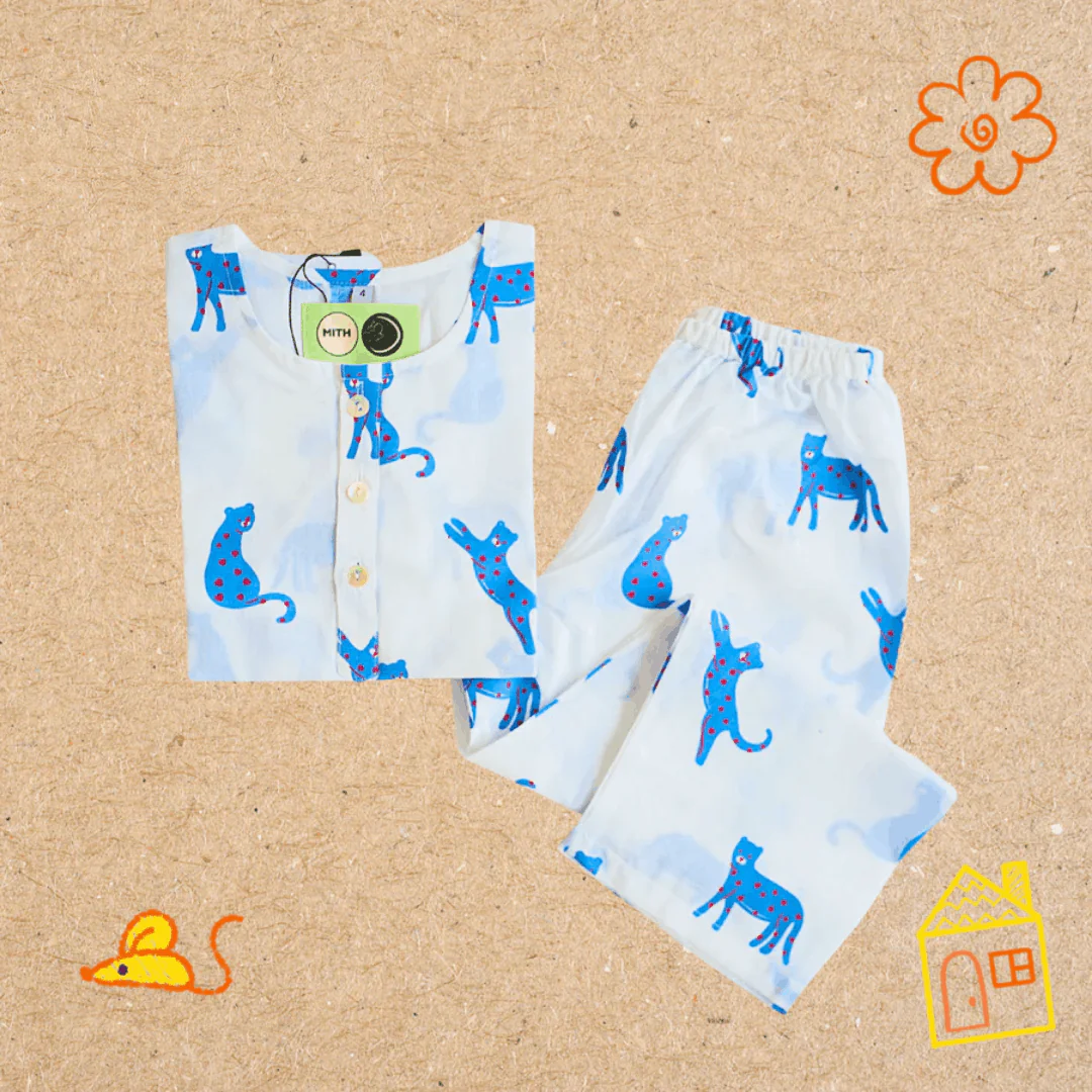 Blue Panther- Unisex Kids Cotton Nightwear - Image 8