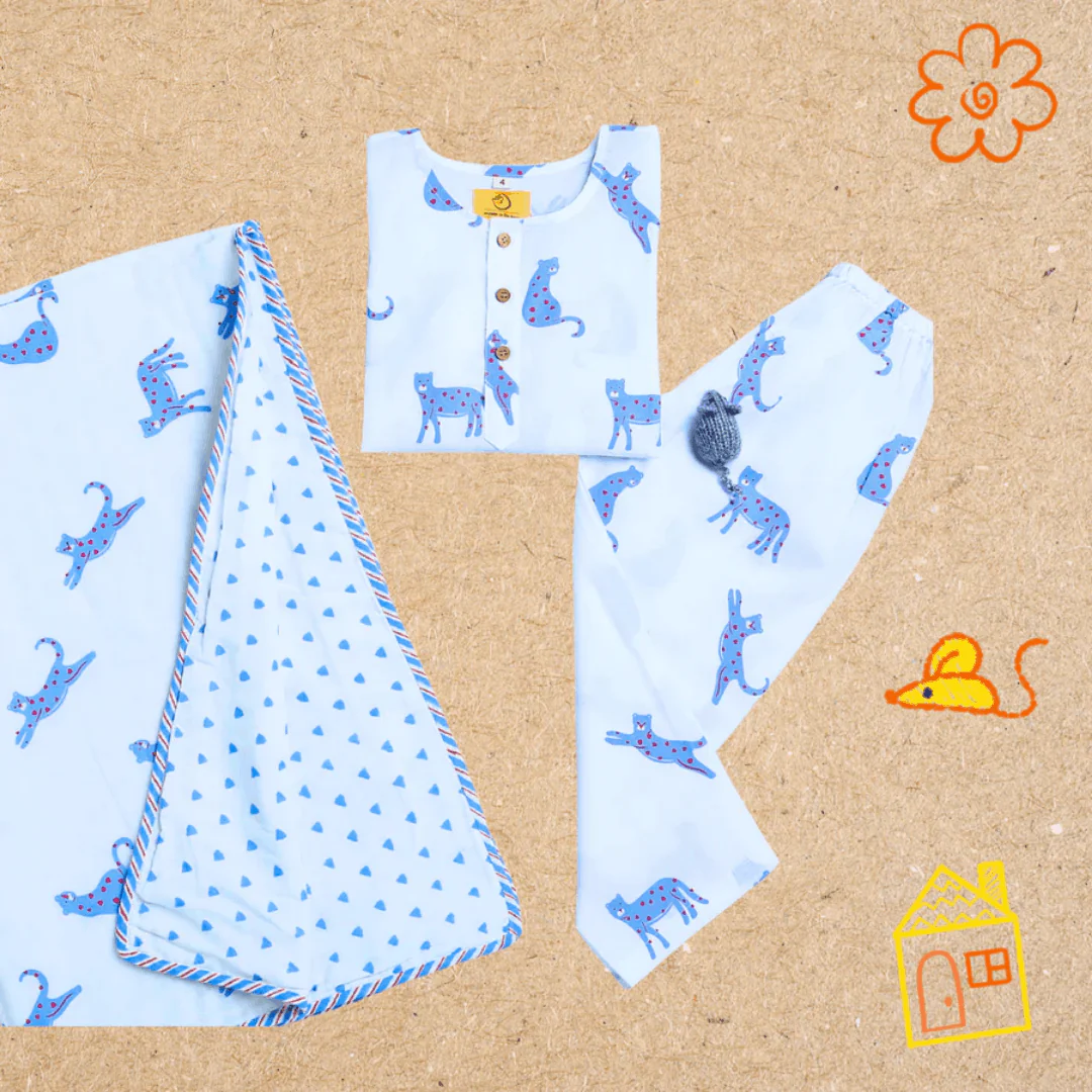 Blue Panther- Unisex Kids Cotton Nightwear - Image 9