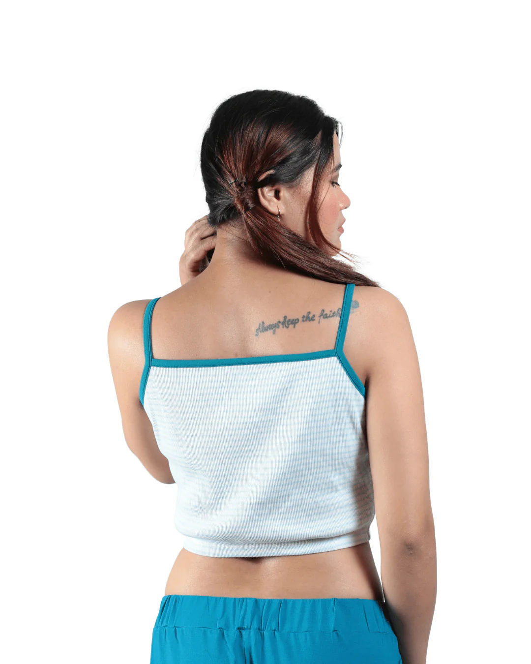 Bluebells Striped Spaghetti Cotton Crop Top - Image 5