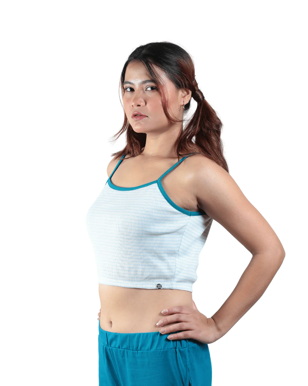 Bluebells Striped Spaghetti Cotton Crop Top - Image 6