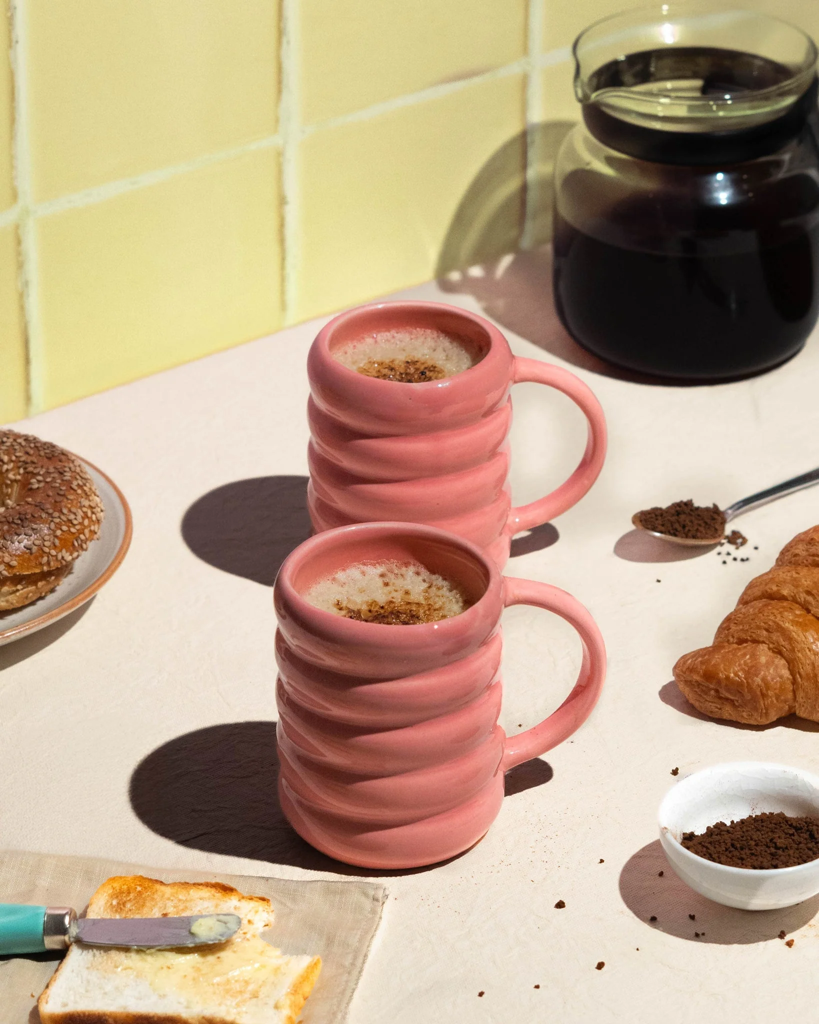 Blush Bumps Ceramic Mug Set of 2 | Textured Handmade Coffee & Tea Mugs