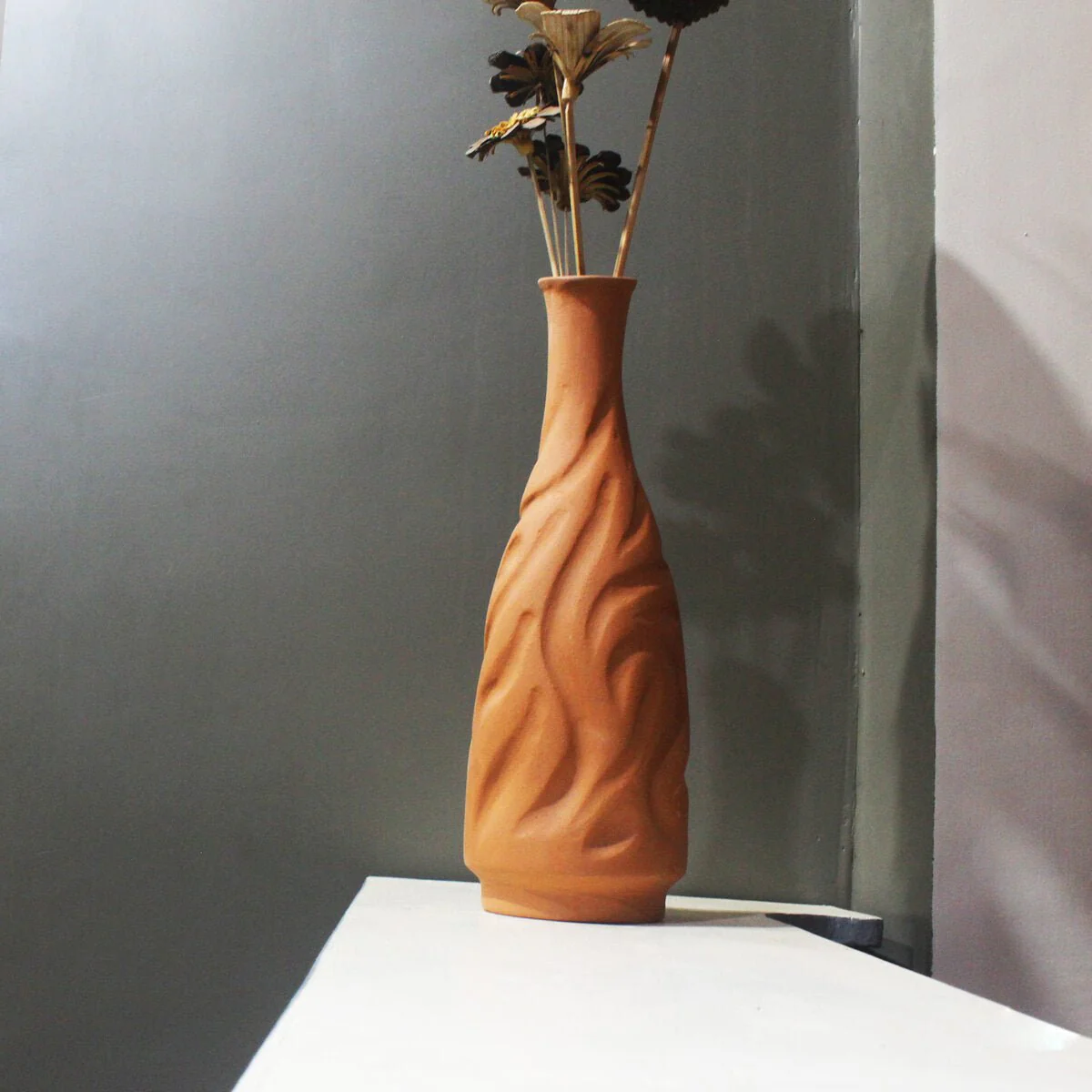 Bot Lipped Profiled Terracotta Flower Vase - Image 3