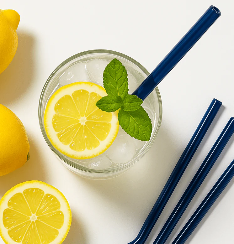 Brilliant Blue Glass Straws  Reusable (Set of 6 ) - Image 3