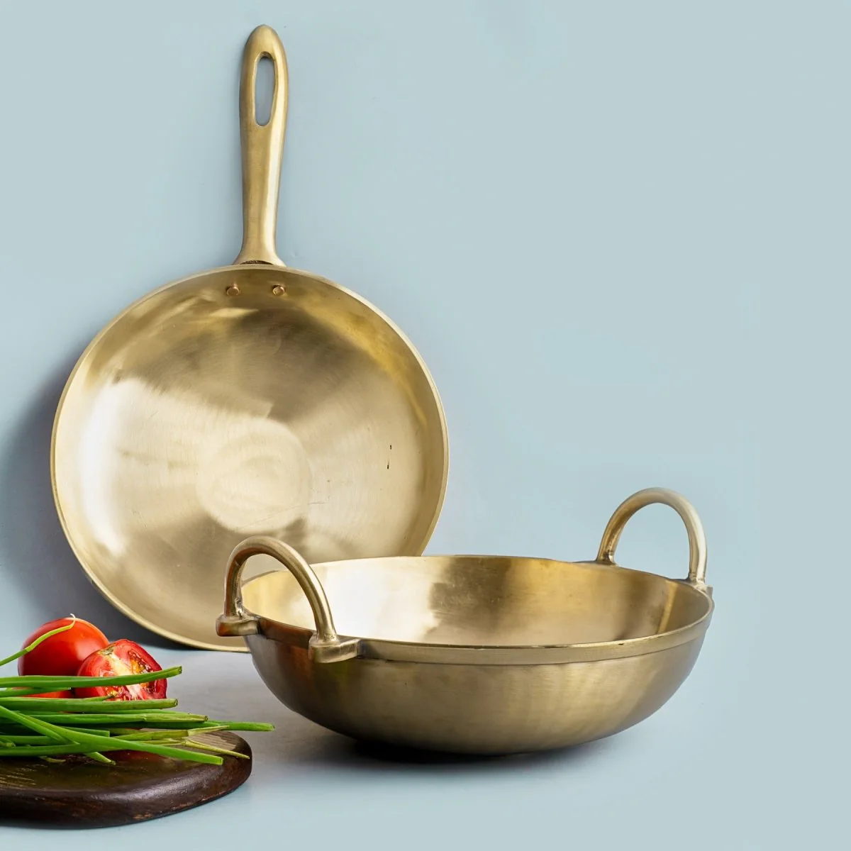 Bronze/ Kansa Handmade Combo (Kadai + Sauté Pan) - Image 2