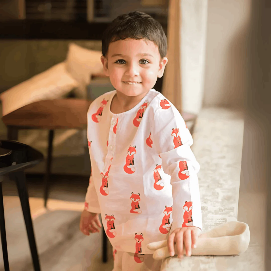 Bushy Fox- Unisex Kids Cotton Nightwear