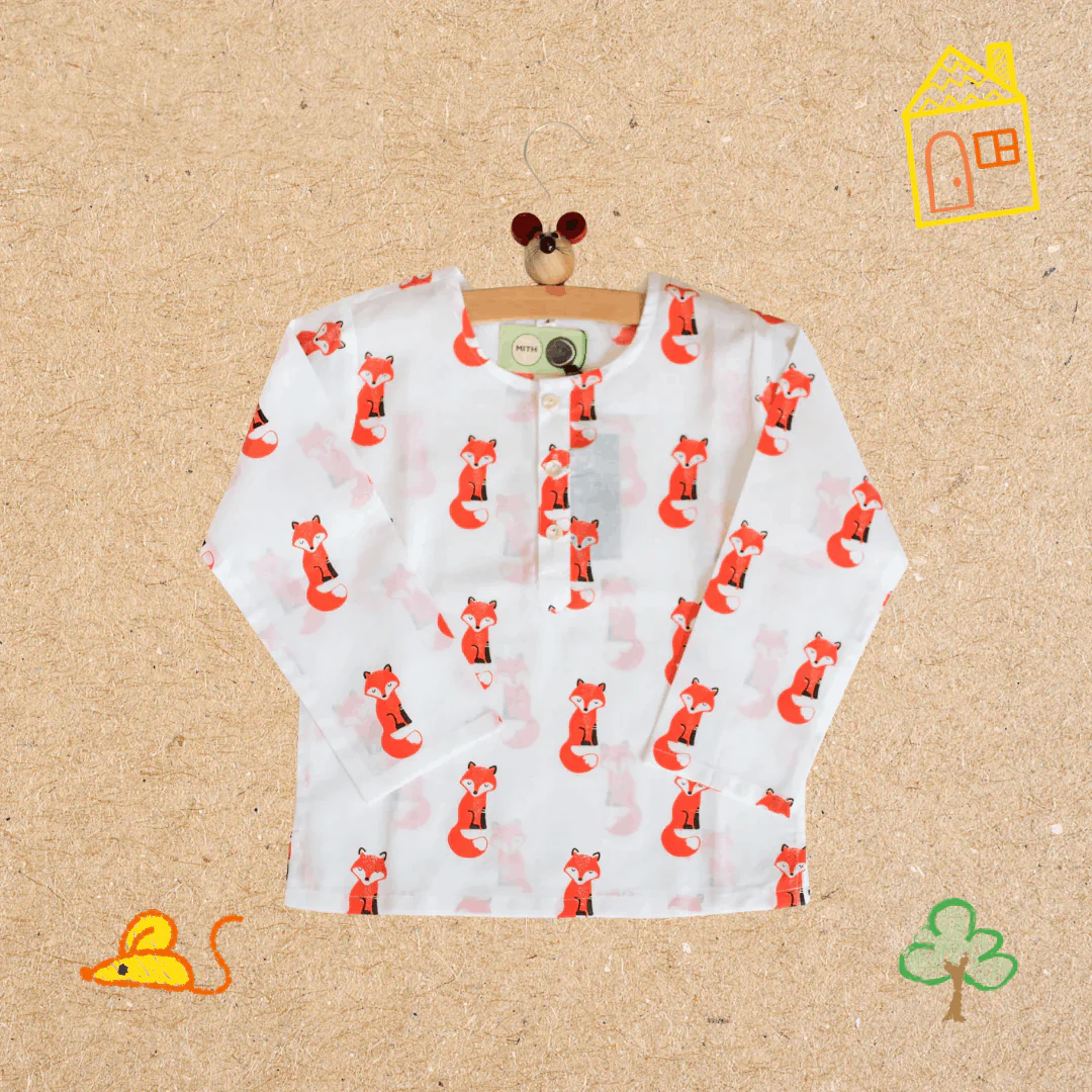 Bushy Fox- Unisex Kids Cotton Nightwear - Image 3