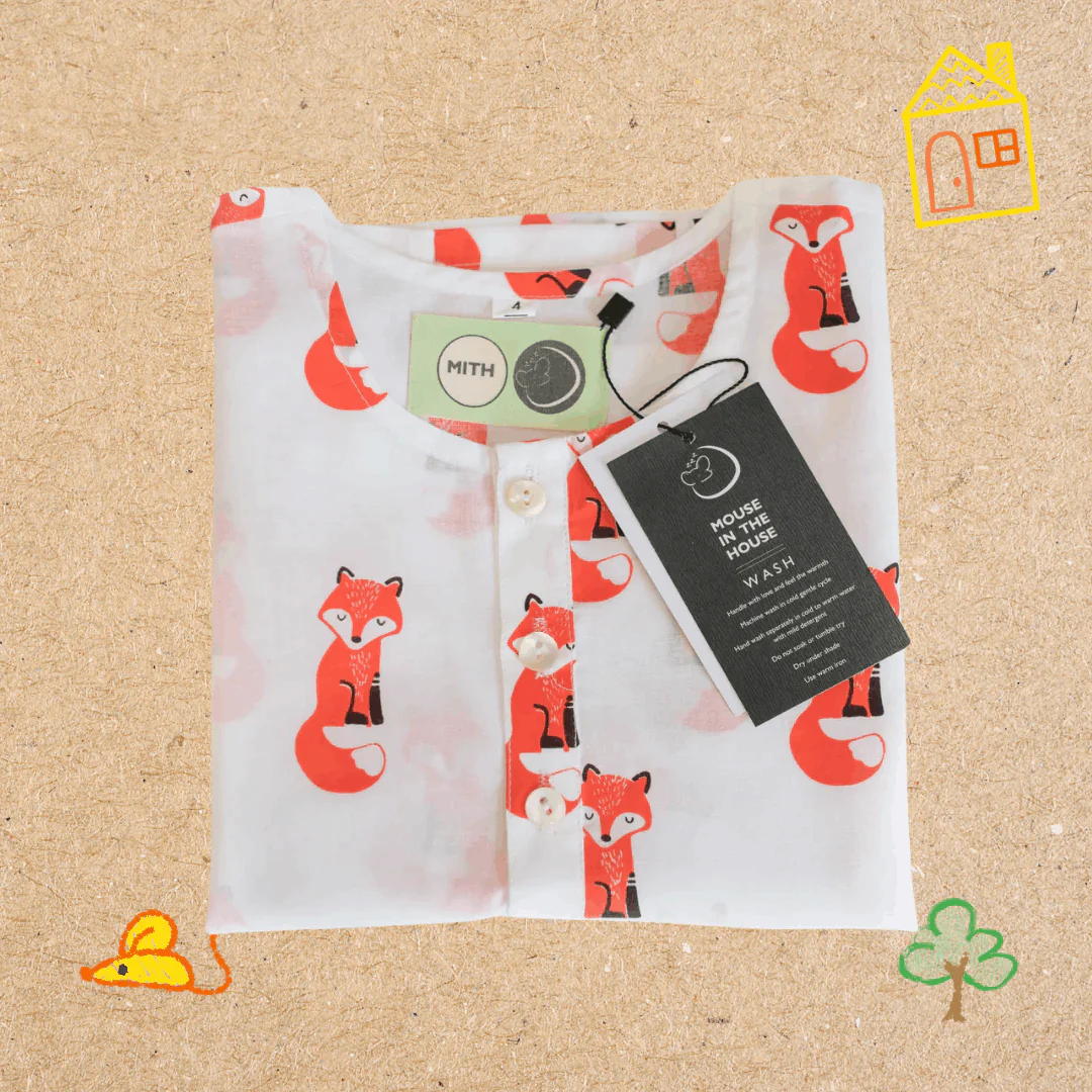 Bushy Fox- Unisex Kids Cotton Nightwear - Image 5
