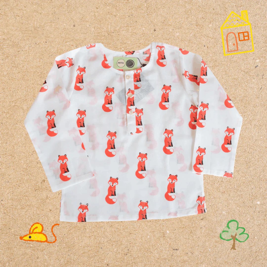 Bushy Fox- Unisex Kids Cotton Nightwear - Image 6