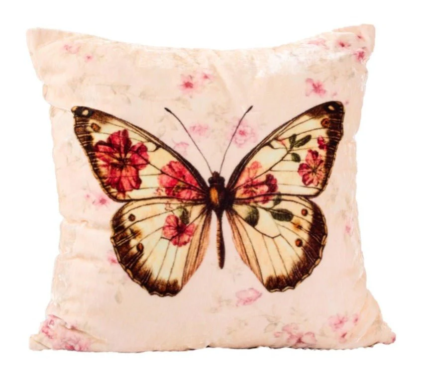 Butterfly Bloom Cotton Velvet Cushion - Image 3