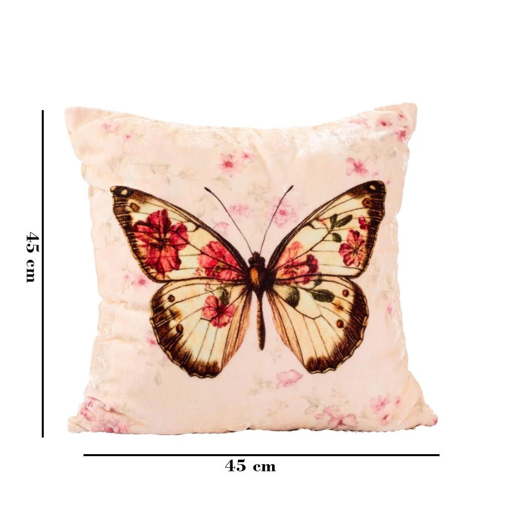 Butterfly Bloom Cotton Velvet Cushion - Image 5