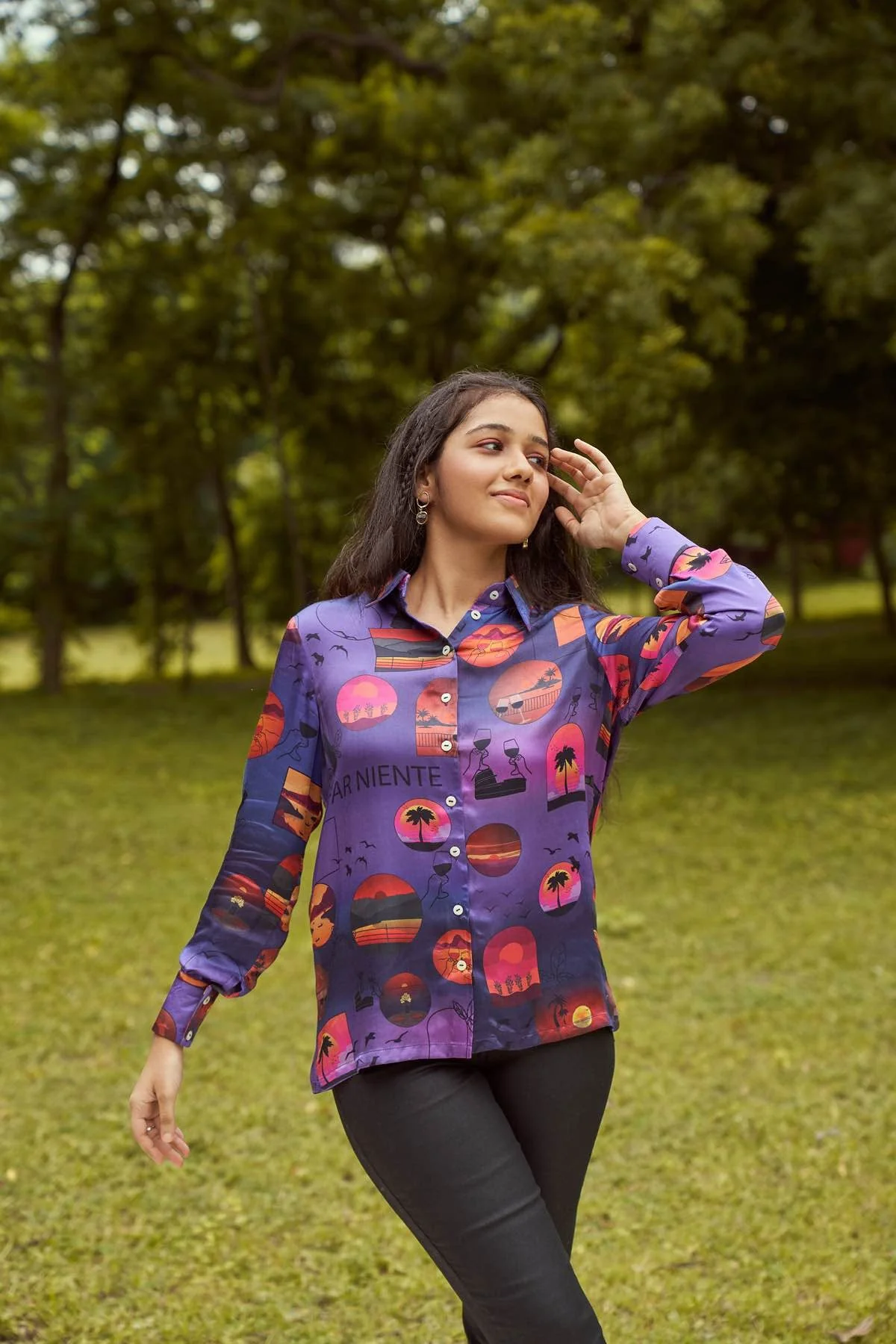 By The Ocean- Modal Satin Printed Shirt