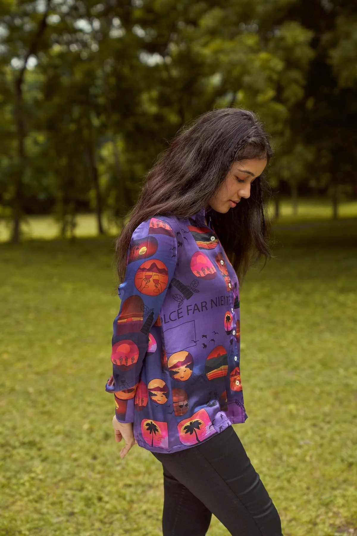 By The Ocean- Modal Satin Printed Shirt - Image 2