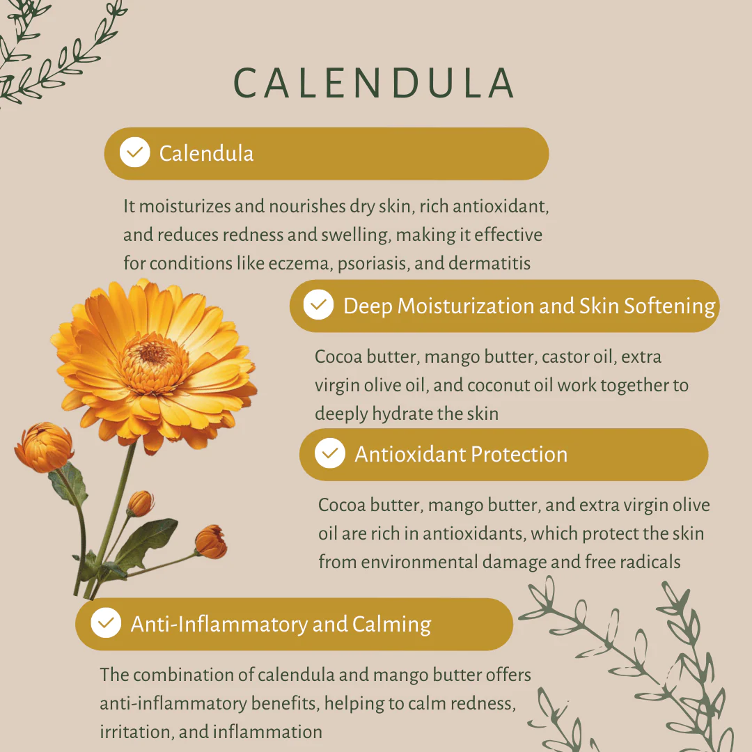 Calendula Bar Soap for Sensitive Skin with Cocoa & Mango Butter - Image 3