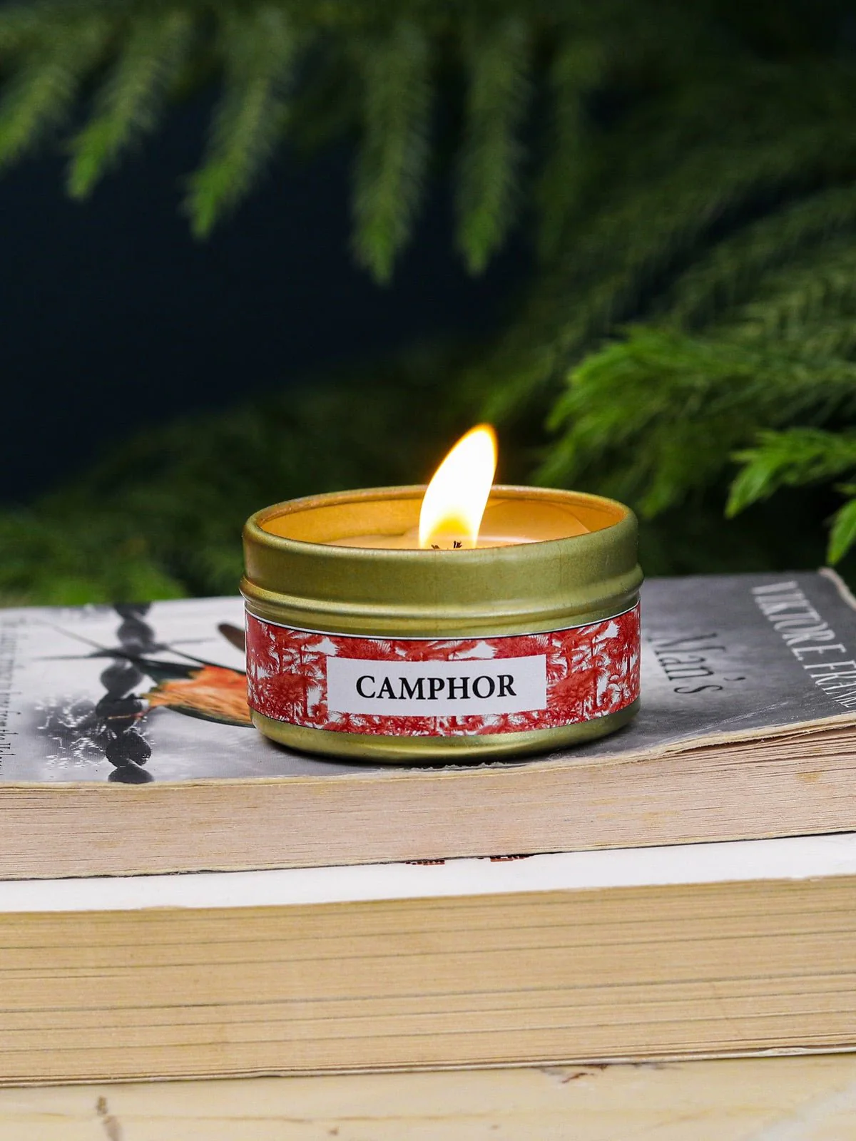 Camphor Fragrance Beeswax Tin Candles- Set of 5
