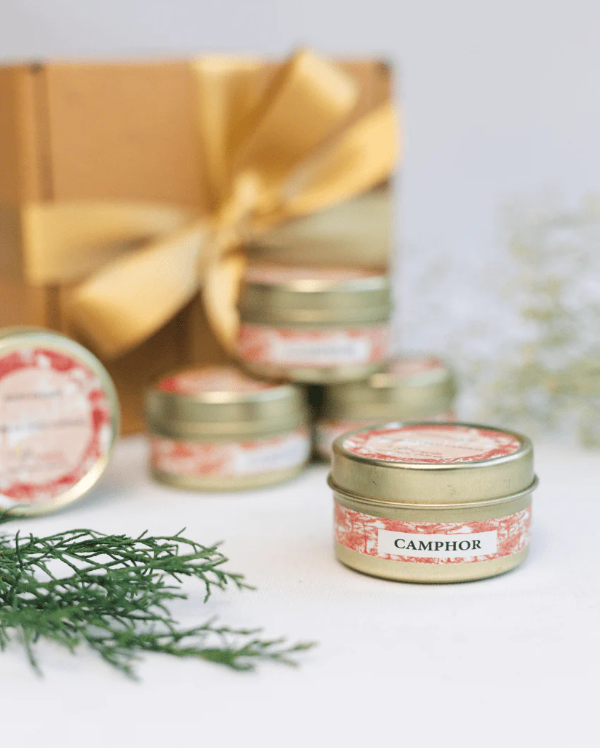 Camphor Fragrance Beeswax Tin Candles- Set of 5 - Image 5