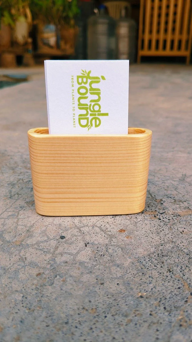 Handcrafted Wooden Card Holder | Natural Solid Wood Desk Organizer - Image 2