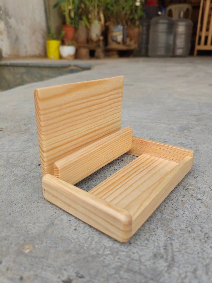 Bamboo Card Holder | Natural Desk & Business Card Stand - Image 6