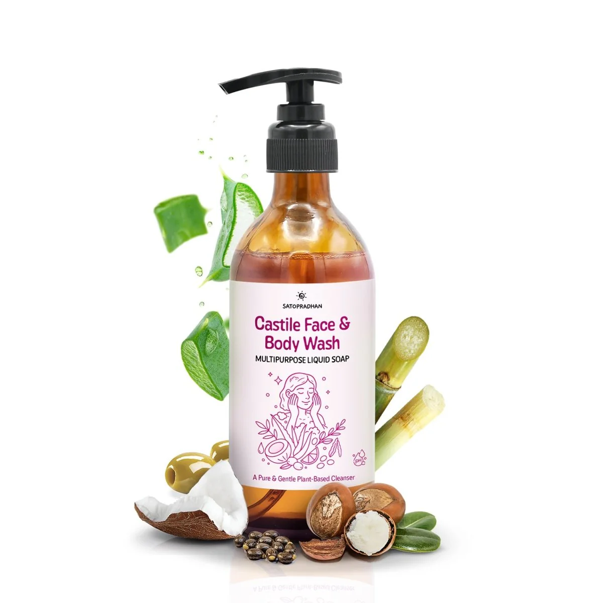 Castile Face & Body Wash – 200ml Natural, Organic, Pure & Vegan